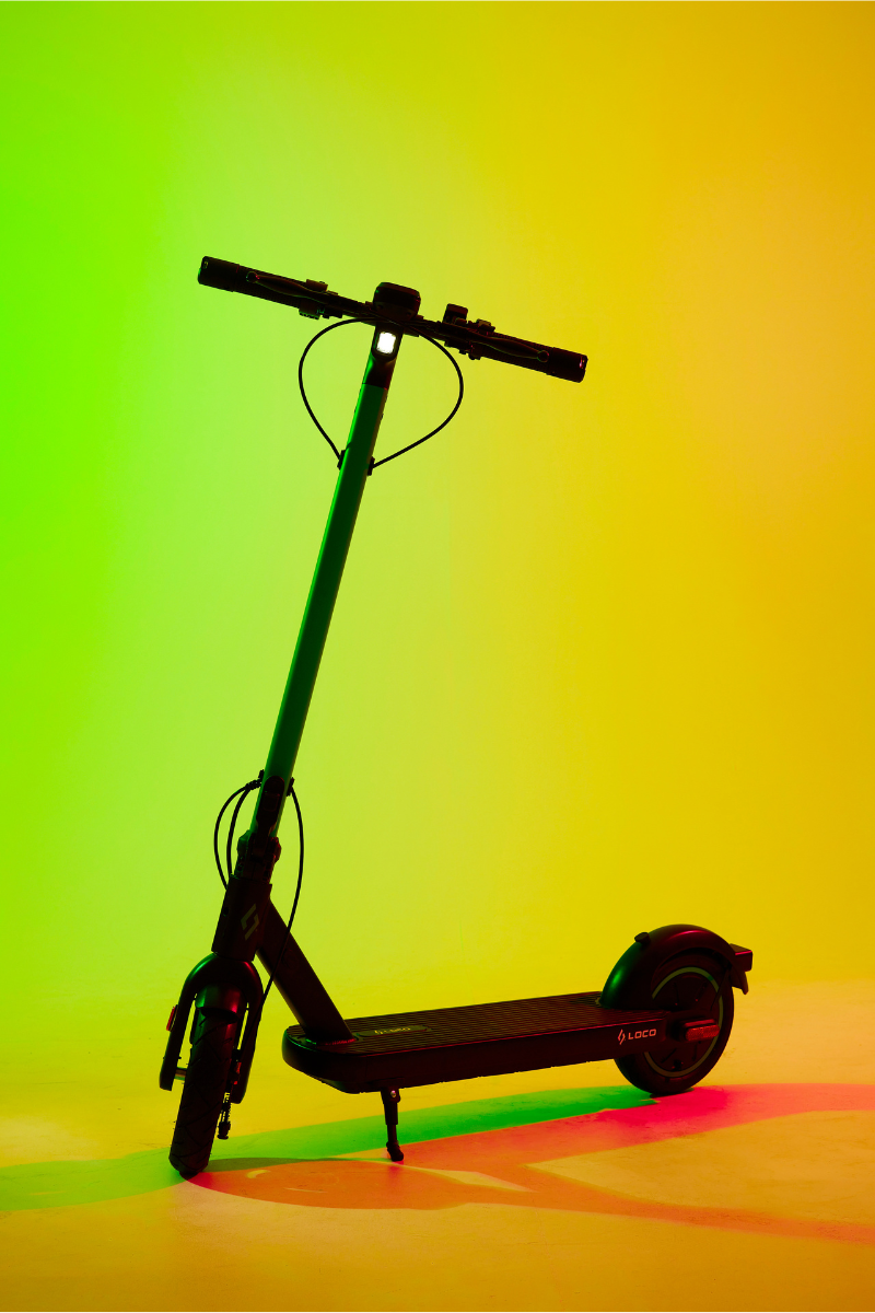 Electric scooter in colourful background