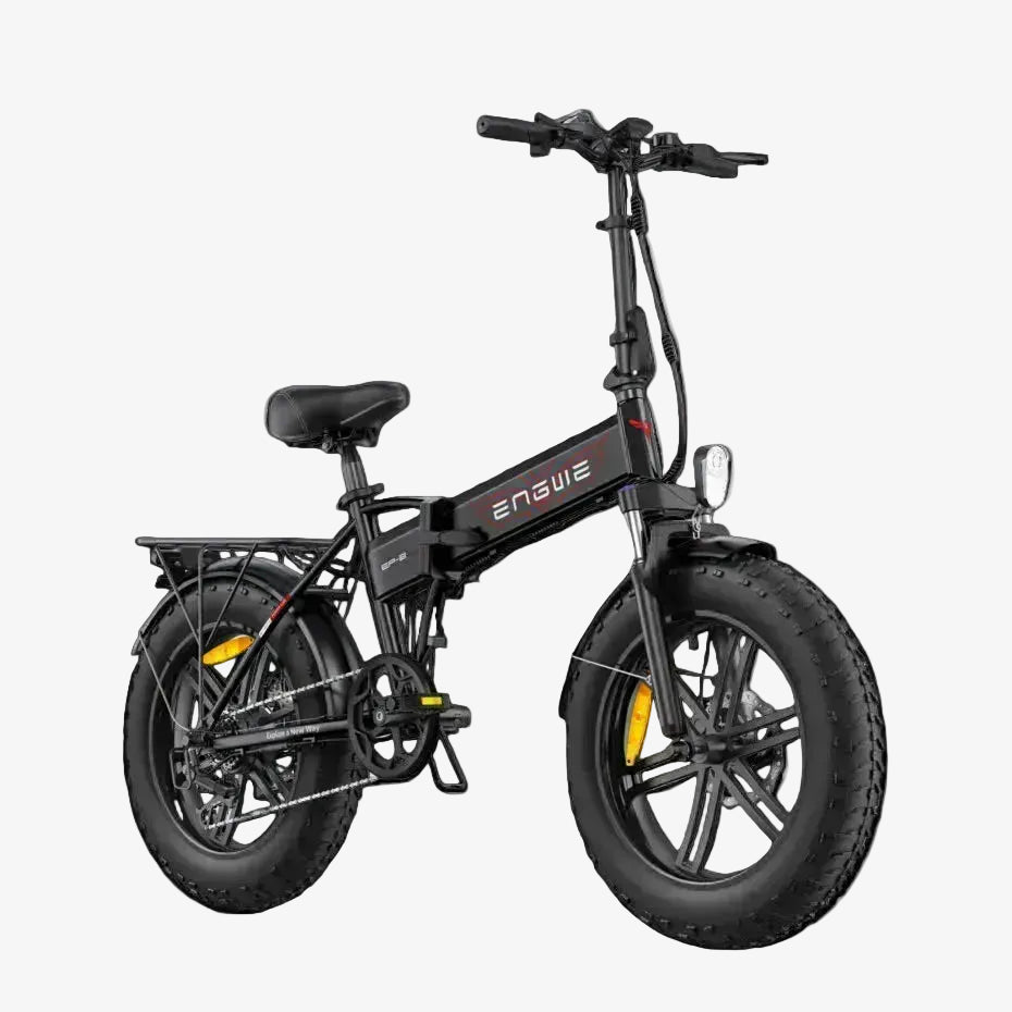 Black electric bike with 'ENGWE' branding on a transparent background