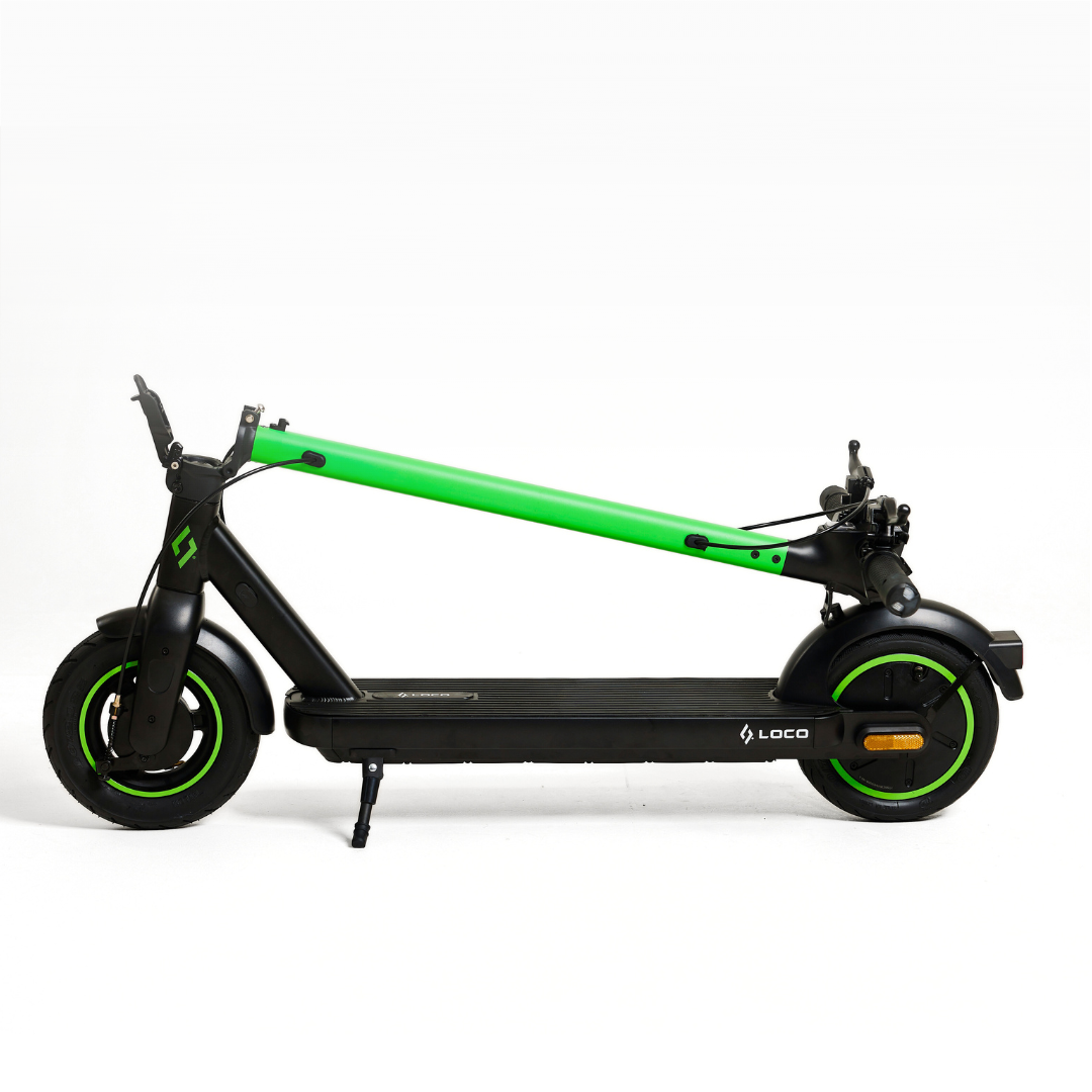 LOCO City electric scooter folded for storage and transport