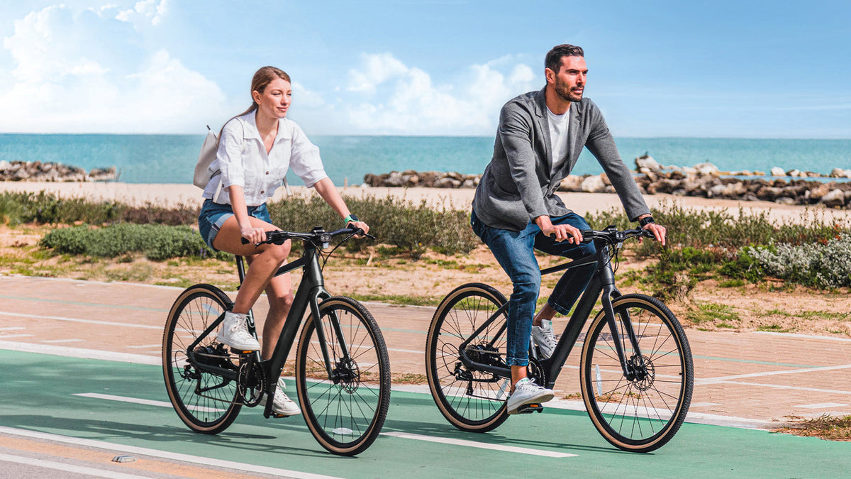 Two riders on Fiido C21 eBikes